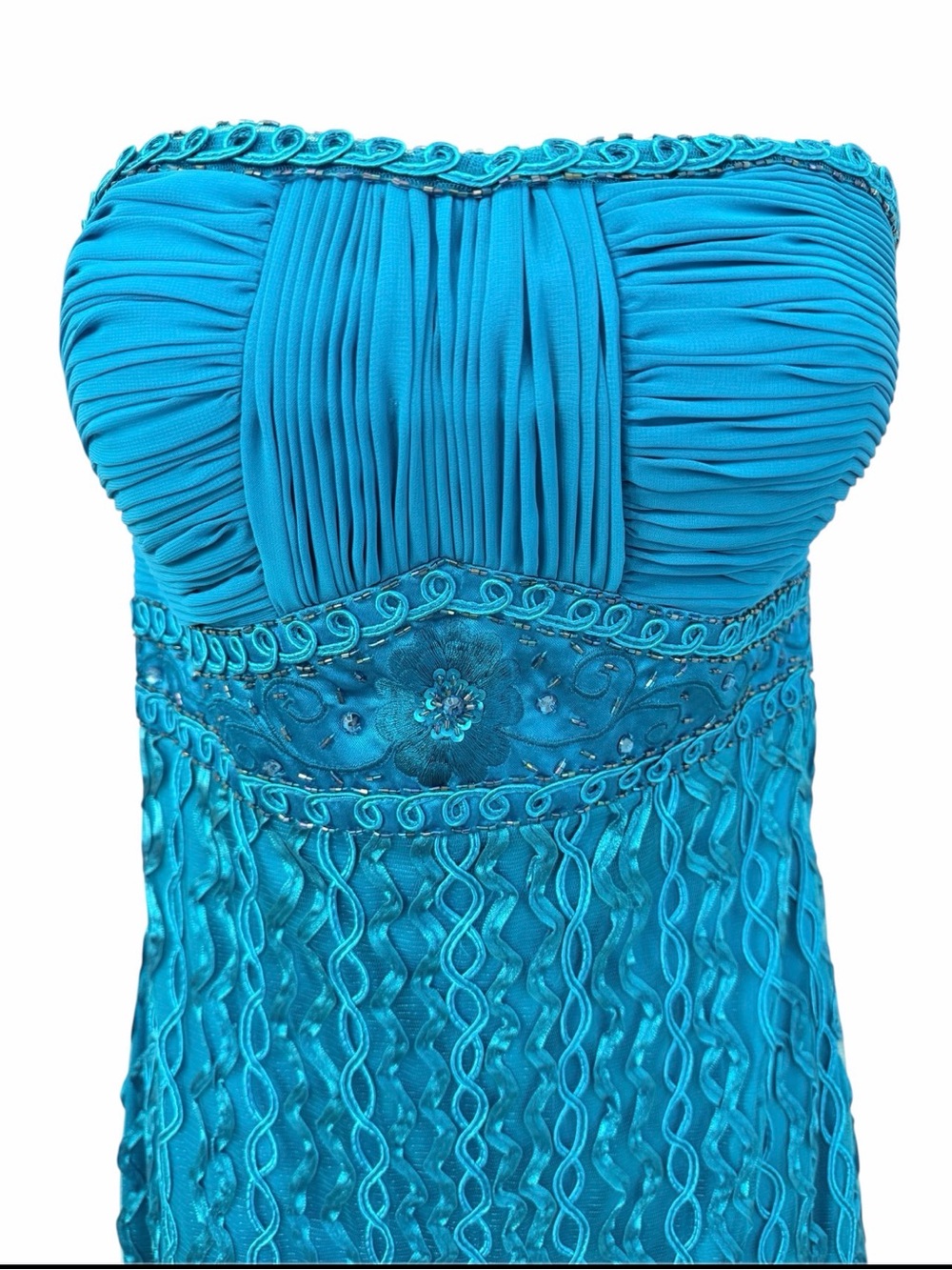 Sue Wong Dress NWT Strapless Teal Size 6